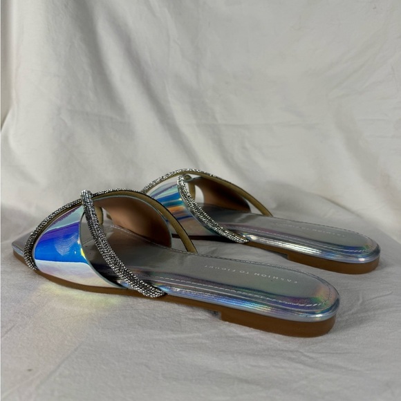 Fashion To Figure Sylvie Silver Holographic Iridescent Rhinestone Sandals 7 - Picture 11 of 16